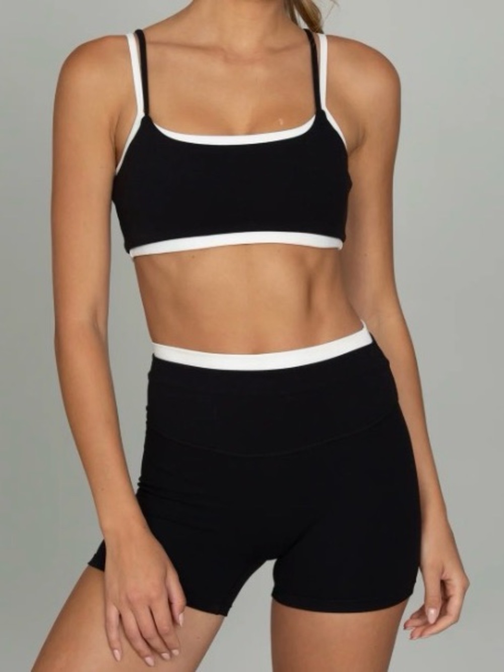 Gold Hinge Black White Double Layer StrydeForm Bra Shorts Set